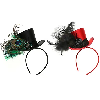 Womens Headband Festival Mini Top Hat Halloween Feather Hair Hoop Fashion Great • $4.69