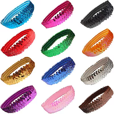 Sequin Headband Lot Wide Elastic Stretch Flapper Headbands Silver Upick Colors • $6.96