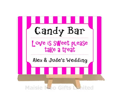 Personalised Metal Plaque Candy Bar Cart Sweet Table Buffet Wedding Sign Striped • £8.99