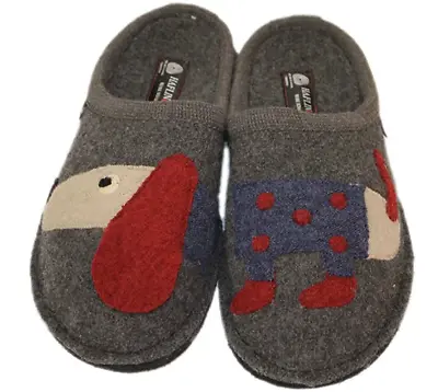 £78.58 • Buy HAFLINGER Flair Theo DOG Anthrazit GRAY Wool Arch Support Slipper US 7  EU 38