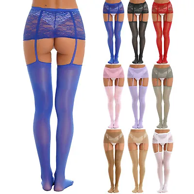 Women's Suspender Thigh-Highs Stockings With Lace Garter Belt Tights Pantyhose • $7.35