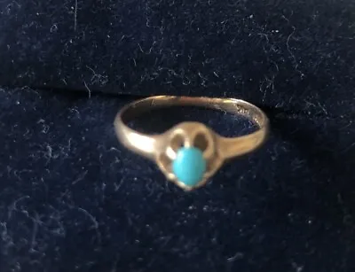 Vintage 14k Gold Turquoise Sz 4.5 Petite Finger Or Baby Ring  1.4 Gr No Scrap • $95