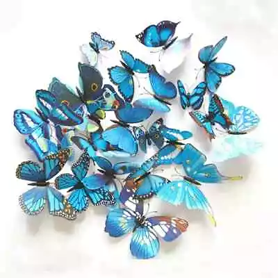 Butterfly Wall Sticker 3D BLUE Art Decoration Kids Room Craft • £1.99