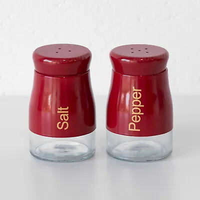 Red Surround Glass Salt And Pepper Pots Shakers Mills Cruet Set Jars Dispensers • £12.99