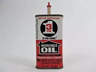 Vintage 3-In-One Household Oil 3 Fl Oz Tin Can Handy Oiler Less Than 1/2 Full • $11.95