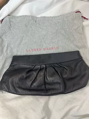 LAURA MERKIN Black Leather Clutch Bag Purse • $25