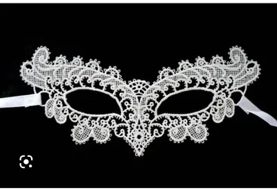 White Lace Venetian Sexy Floral Mask Masquerade Ball UK Hen-do Floral Peacock  • £3.50