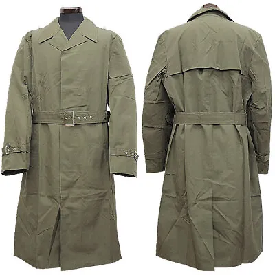 New 1980s East German Olive Army Raincoat Military Coat Trenchcoat NVA DDR GDR • $37.19