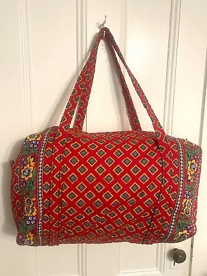 Vera Bradley Weekender Large Duffle Bag ~ Villa Red ~ EUC • $39.99