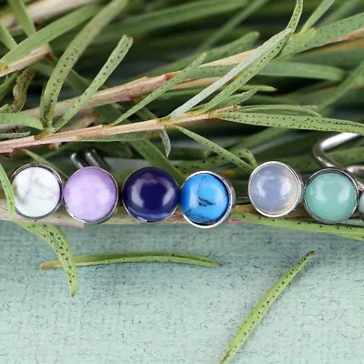 3mm Semi Precious Stone Top 316L Surgical Steel L Bend Nose Studs Rings 20G  • $7.95