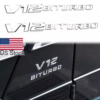 For Mercedes Benz S Class AMG 2010-2023 Chrome V12 BITURBO Emblem Badge 2Pcs • $21.99