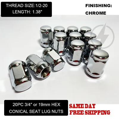 Fit Ford Taurus Explorer Flex Mustang Acorn Lug Nut Cone Seat 1/2-20 Chrome 20 • $19.28