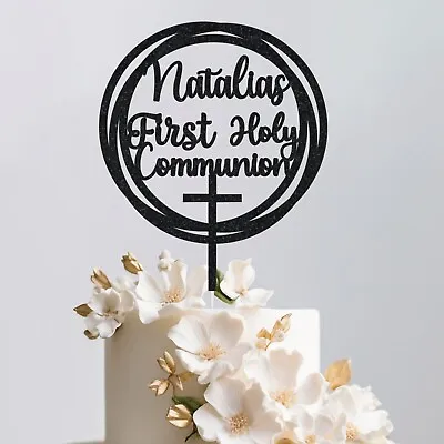 Personalised 1st Holy Communion Cake Topper Any Name With Cross Party Decoration • £2.95