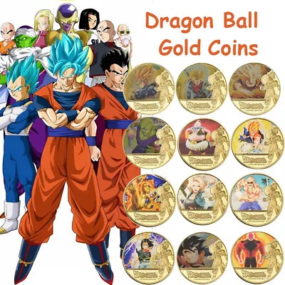 Dragon Ball Z Gold Commemorative Coin Goku Vegeta Collection • $19.59