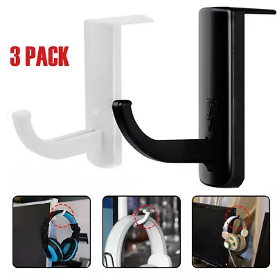 $12.90 • Buy 3x Headset Hook Headphone Hanger Holder Table Desk Mount Stand L Shape Earphone