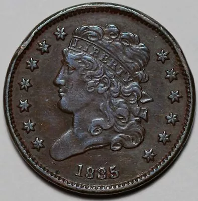 1835 Classic Head Half Cent - Rim Damage - US 1/2c Copper Penny Coin - L42 • $109.99