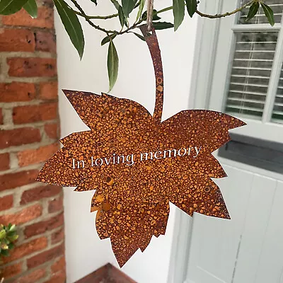 Ready To Rust In Loving Memory Falling Leaf Art Bare Steel Metal Hanging Decor • £14