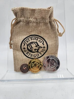 $15 • Buy Harry Potter. Bank Of Gringotts Coins. 3x Coins. 1x Bag. Wizard Currency!