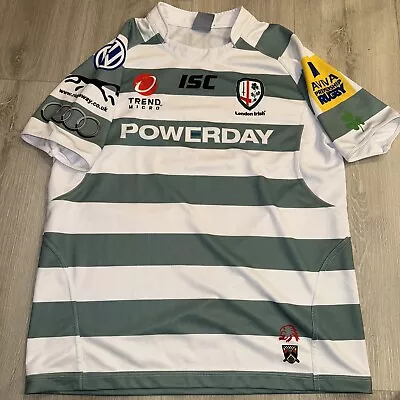 London Irish LV Cup Rugby Jersey Top ISC Striped  White/green Size XL VGC • £29.99