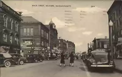 Milford Massachusetts MA Classic Cars Main Street Vintage Postcard • $7.05