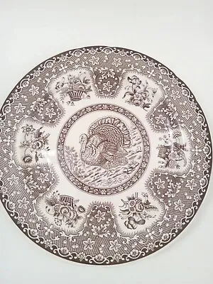 Spode Festival Brown White Porcelain Turkey Flower Baskets Plate S3536- A5 10.5  • $19