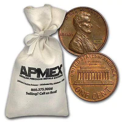 1959-1982 Copper Lincoln Cent 5000 Coin Bag ($50 FV) • $192.50