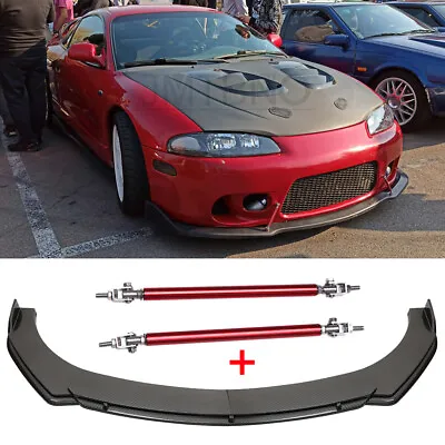 For Mitsubishi Eclipse Carbon Fiber Front Bumper Lip Splitter Spoiler Strut Rods • $109.69