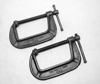 2 C Clamps 3  Capacity Brink & Cotton 143-3 Malleable Iron USA Made Clean Vtg • $16.95