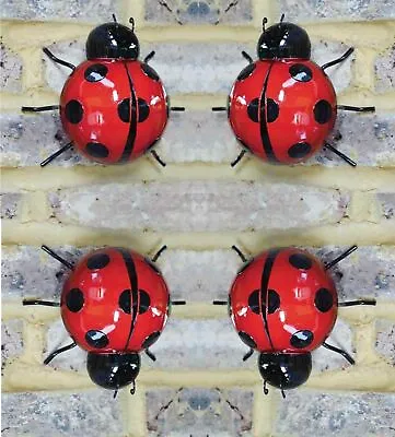 £15.10 • Buy #4 Giant Garden Ladybird .Fence Wall Tree Mounted METAL Ornament Decorations