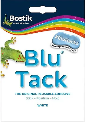 WHITE BLU TACK GENUINE BOSTIK Sticky Reusable Adhesive Handy School Home Office  • £2.49