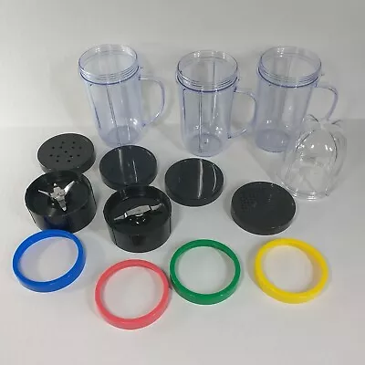 Magic Bullet Replacement Parts Blender Cups 14 Piece Set Cups Lids Blades • $19.80