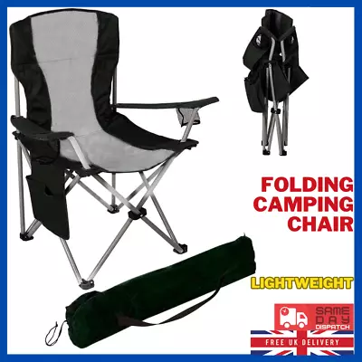 Folding Camping Chairs Lightweight Outdoor Patio Garden Beach Chair W/Cup Holder • £16.99