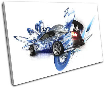 Skyline Fast Abstract Furious Cars SINGLE CANVAS WALL ART Picture Print • £19.99