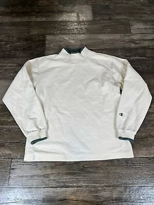 Vintage 90s Champion Sweatshirt Mens Medium Mock Neck White Pockets USA E3 • $24.99
