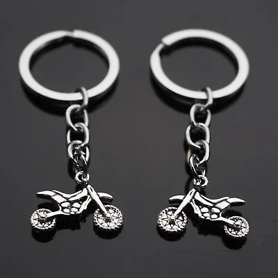 2x PCS - Motorcycle Dirt Bike Moto Cross Steel Silver Chrome Keychain Gift • $7.99