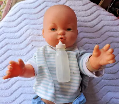 VTG Doll Famosa SPAIN  Baby Boy Blue Eyes 16” Anatomically Correct W/damage • $10