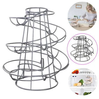 Spiral Design Egg Skelter Dispenser Eggs Metal Standing Storage Rack Holder UK • £9.97