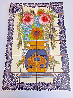 25  CERAMIC TILE MURAL Mexican Talavera Mosaic Hand Painted Backsplash • $149