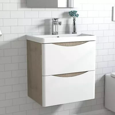 Freestanding Wall Hung Bathroom Sink Vanity Units Cabinet 500 600mm White Grey • £149.99