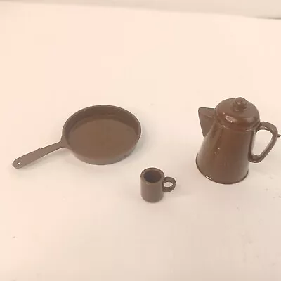 Vintage 1960s Marx Johnny West Accessories Parts Coffee Pot Cup And Skillet • $13.56