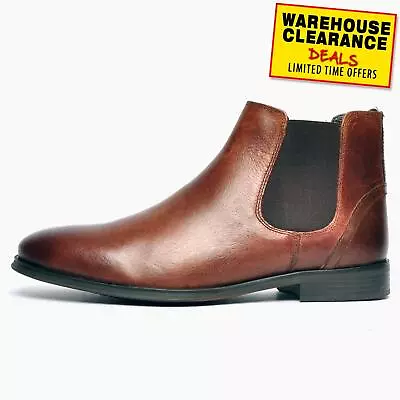 Red Tape Elliot Debenhams Mens Classic Casual Slip On Leather Chelsea Boots Tan • £24.99