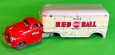 Rare Vintage Line Mar Toys. Japan: RED BALL Truck & Trailer Tin Toy Truck! • $89.99