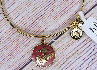 NEW NWT Alex And Ani Red US Marine Corps Shiny Gold Bracelet • $19.99