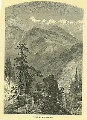 YOSEMITE California Summit Of The Sierras By Thomas Moran 1875 Original  • $8.99