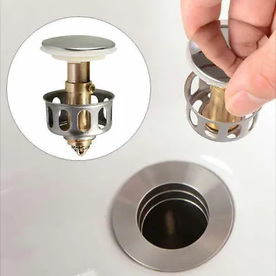 Universal Wash Basin Bounce Drain Filter Pop Up Bathroom Sink Drain Plug AU • $11.36