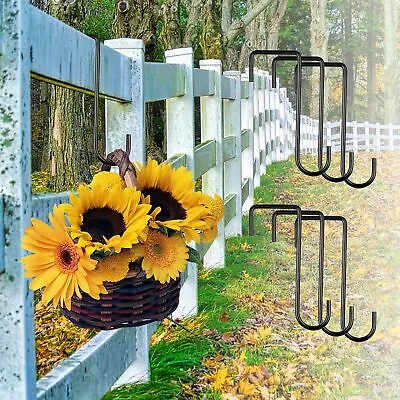 8x Fence Hooks Hanging Basket Bracket Garden Hanging Brackets For Indoor Outdoor • £6.99