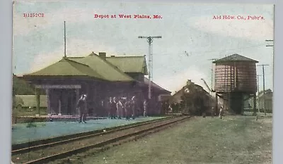 TRAIN DEPOT West Plains Mo Original Antique Postcard Missouri Railroad Station • $9.40