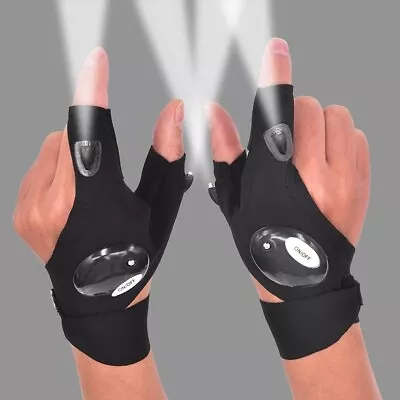 $6.99 • Buy Finger Glove With LED Light Flashlight Gloves Outdoor Gear Rescue Night Fishing