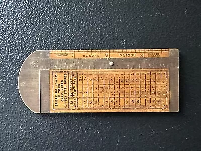 Antique - RABONE - NO. 1206 - Wood & Brass Rope Gauge Measuring Tool Ruler Rule • $14