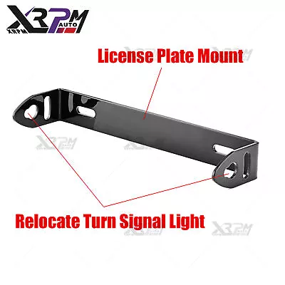 Gloss Black Universal Motorcycle License Plate Mount Turn Signal Relocation Kit • $26.99